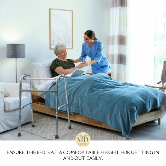 Ensure the bed is at a comfortable height for getting in and out easily.