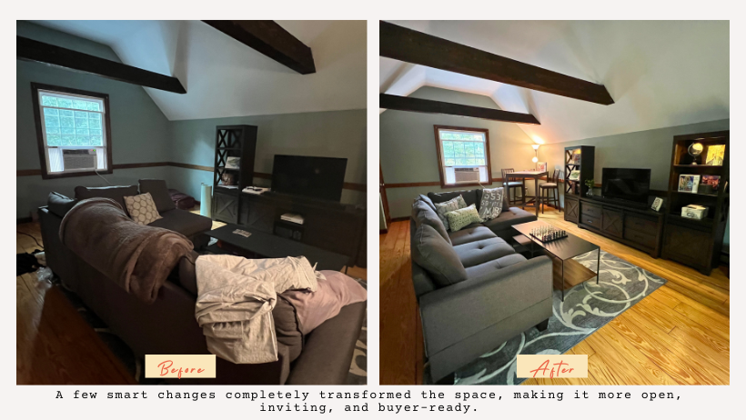 A few smart changes completely transformed the space, making it more open, inviting and buyer-ready.