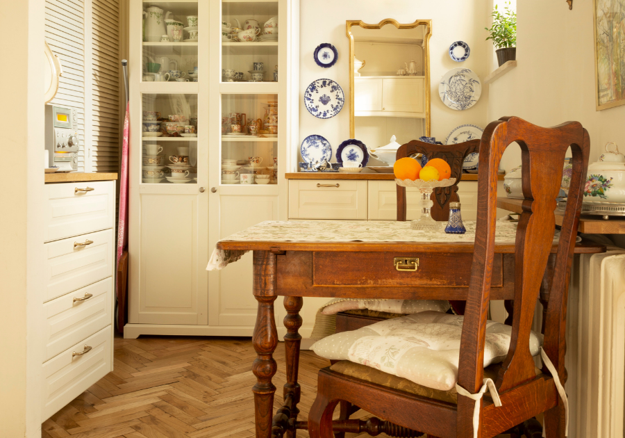 Original architectural details inside a historic Massachusetts kitchen.