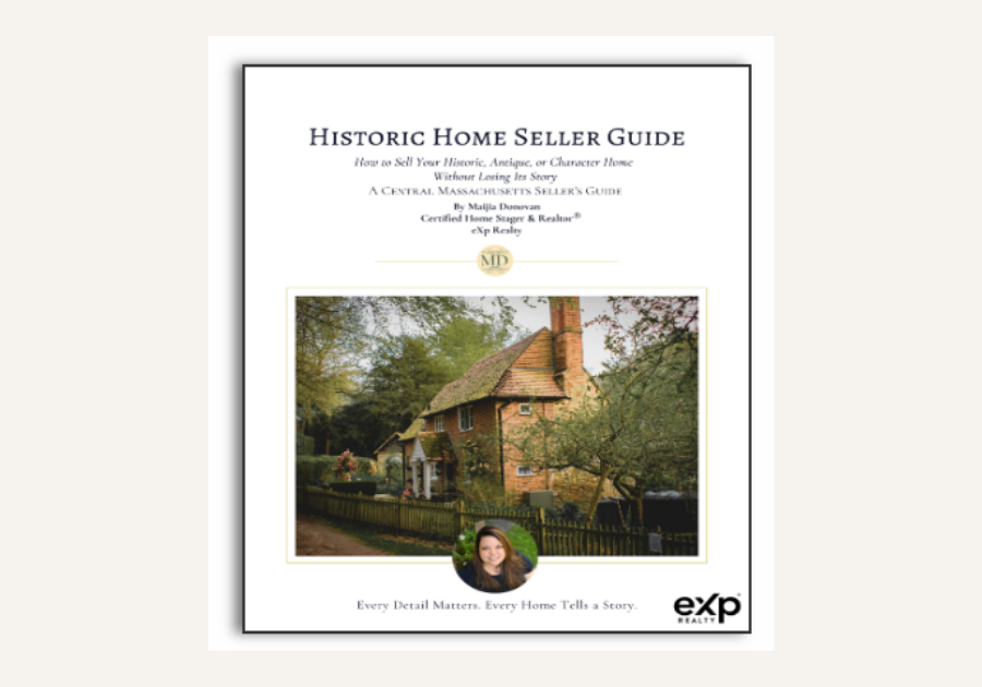 Historic home seller guide with historic home exterior on cover