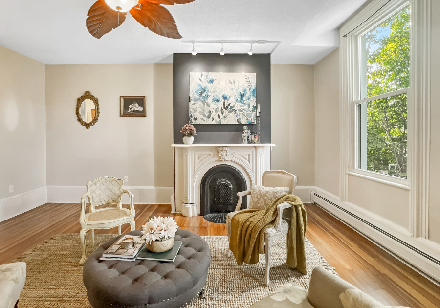 Vintage-sensitive home staging in a Central Massachusetts home